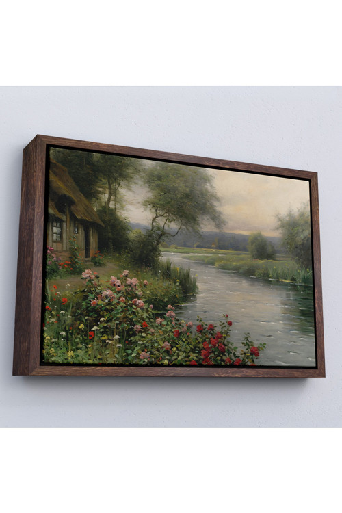 Ahşap Çerçeveli Louis Aston Knight, A River İn Normandy İsimli Tablosu