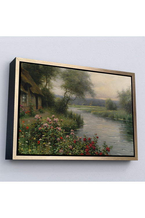 Ahşap Çerçeveli Louis Aston Knight, A River İn Normandy İsimli Tablosu