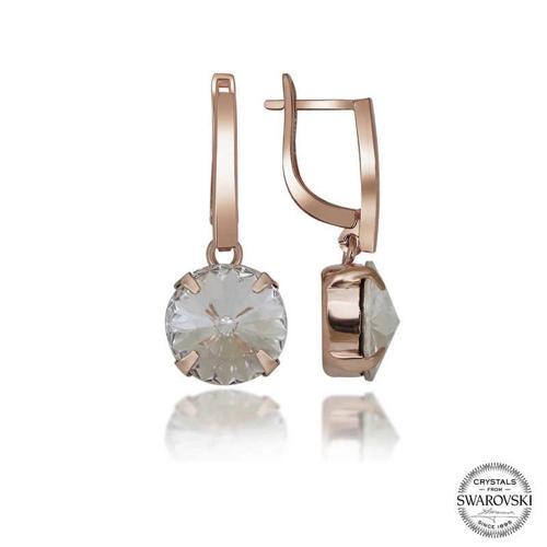 Swa Crystal Taşlı Gümüş Beyaz Sallantılı Kadın Küpe