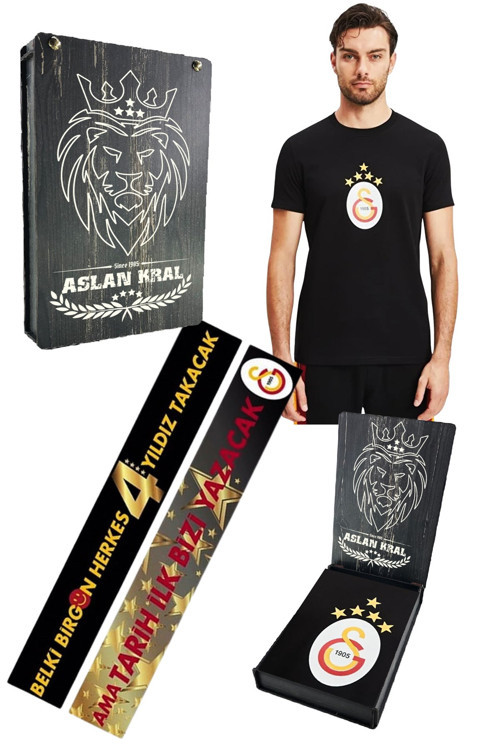Orijinal Lisanslı 5 Yıldızlı Arma Siyah T-shirt Lazer Ahşap Kutulu