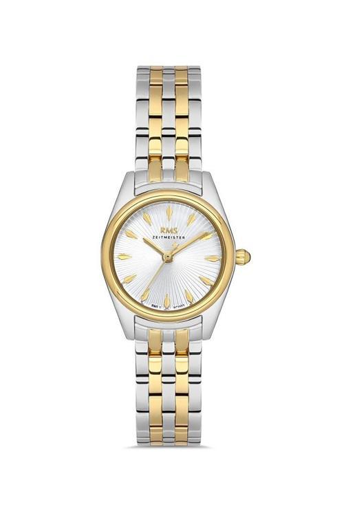 Rms Zeitmeister RMS.1.AG1507.02 Minimal Tasarım Kristal Camlı Çelik Kordon Çelik Kasa 5 ATM Suya Dayanıklı Metalik-Altın