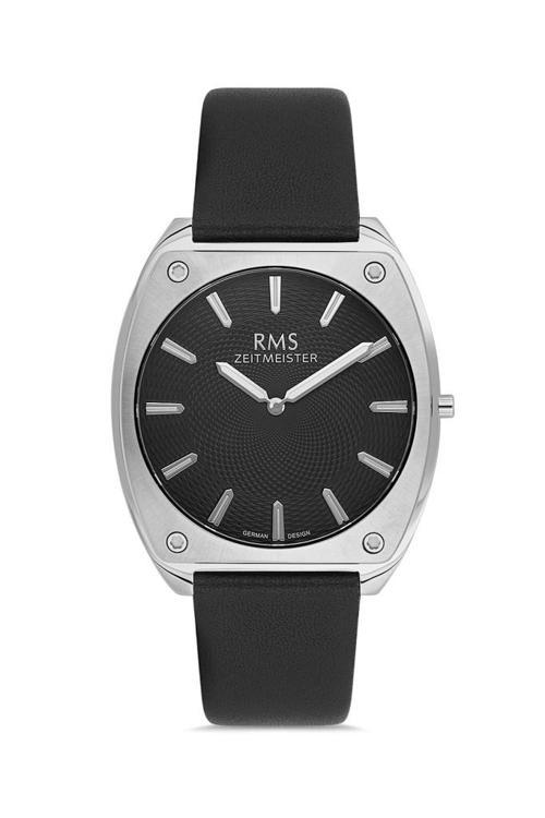 Rms Zeitmeister RMS.1.AG1636.03 Safir Camlı Deri Kordon Çelik Kasa 5 ATM Suya Dayanıklı Siyah Renk Erkek Kol Saati