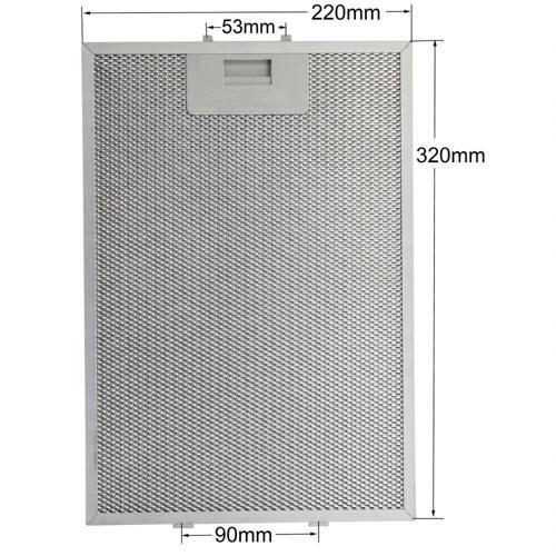 220x320mm Bosch Siemens Neff Balay Davlumbaz Metal Filtresi - 00362380