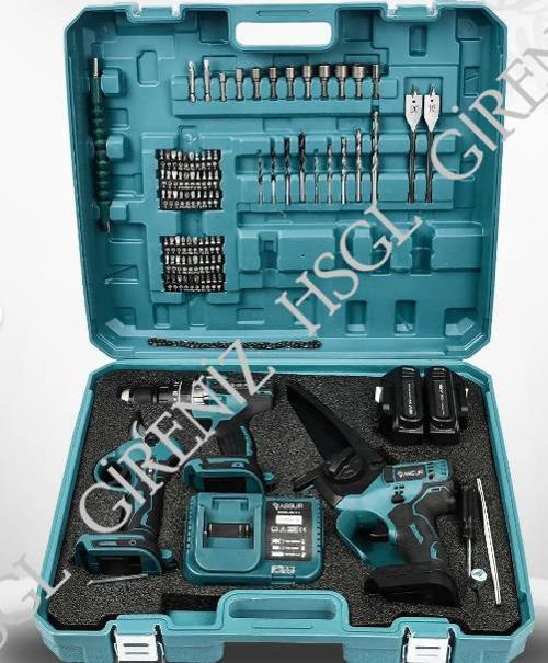 3’lü Set Şarjlı Budama Testeresi Şarjlı Budama Makası Şarjlı Matkap Güçlü ve Pratik Bahçe Seti