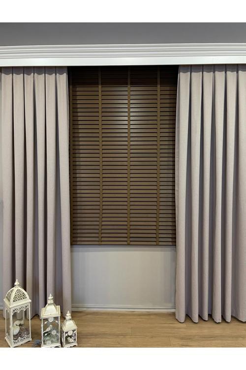 Kahverengi %100 Orijinal Ahşap Jaluzi Perde 50 Mm Ofis Modern Ve Tüm Mekanlar Için