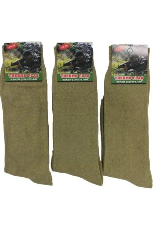 AZHEK Askeri Yazlık Nano Haki Renk Çorap 3Lü