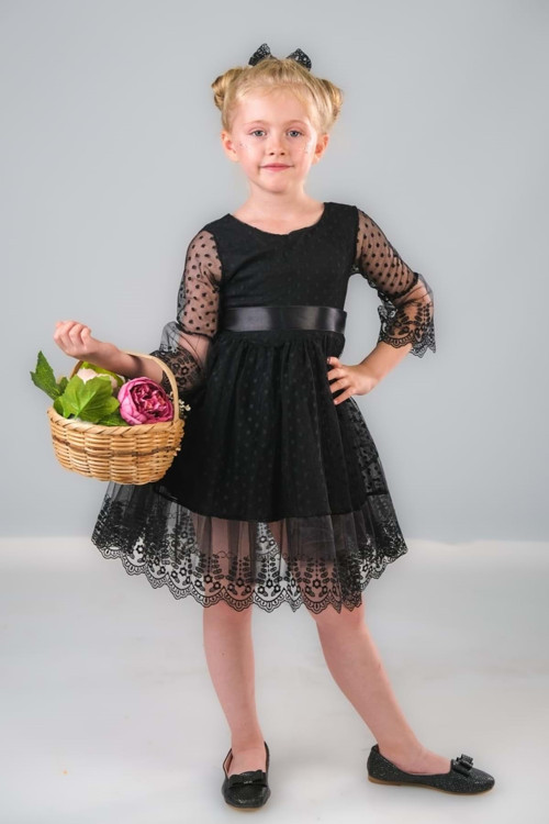 Dream Luxury Dantel Kız Çocuk Elbise 0327 Siyah