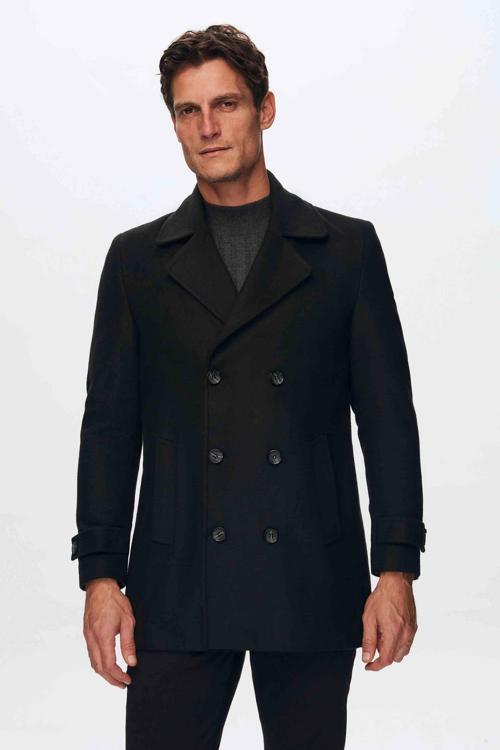 Regular Fit Siyah Mono Yaka Kruvaze Kaban