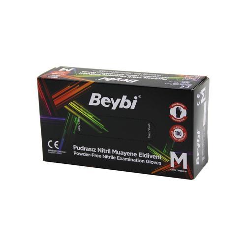 BEYBİ M SİYAH PUDRASIZ NİTRİL MUAYENE ELDİVENİ 100LÜ (5060)