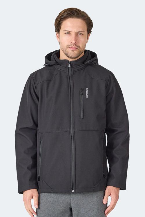 HARMONIC Erkek Kapüşonlu Fermuarlı Siyah Yelek