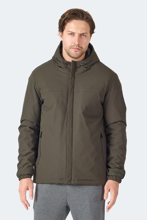 HERNIS Erkek Kapüşonlu Fermuarlı Haki Yelek