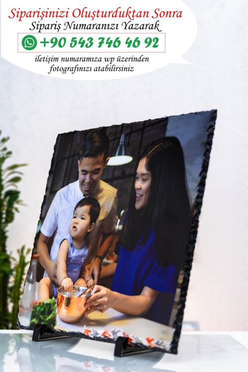 Kişiye Özel Baskılı Dekoratif Doğal Taş Baskı (30X30 Cm Ayaklı)