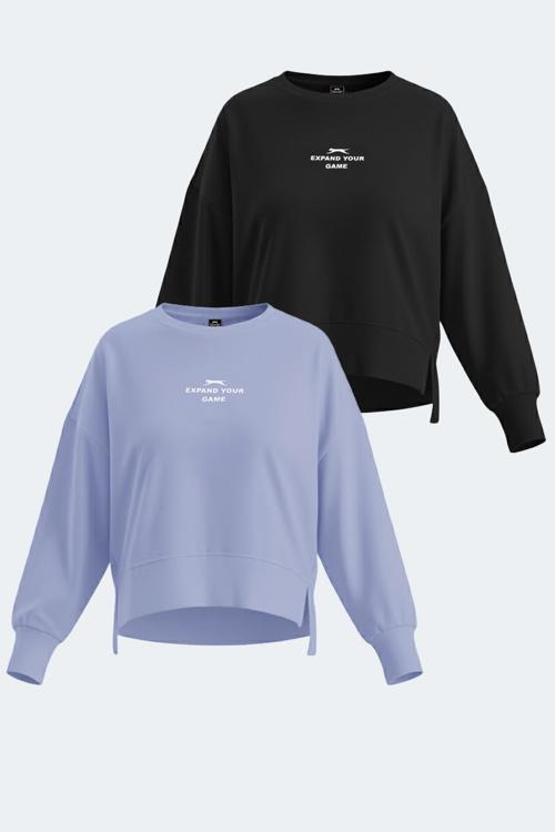 VITAL 2 li set Kadın Oversıze Lila - Siyah Sweatshirt