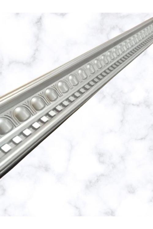 Dekoratif Poliüretan Saray Tavan Kartonpiyer -Gümüş Renk (En 13 Cm -Boy:100 Cm)-Duvar Süsü