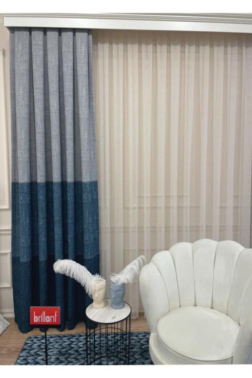 Keten Zemin Örgü Detaylı Desen 1/2,50 Pile Fon Perde