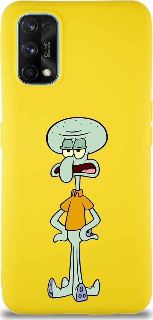 Realme 7 Pro Soft Premier Kapak Squidward Dokunaç Tasarımlı Silikon Kılıf - Sarı