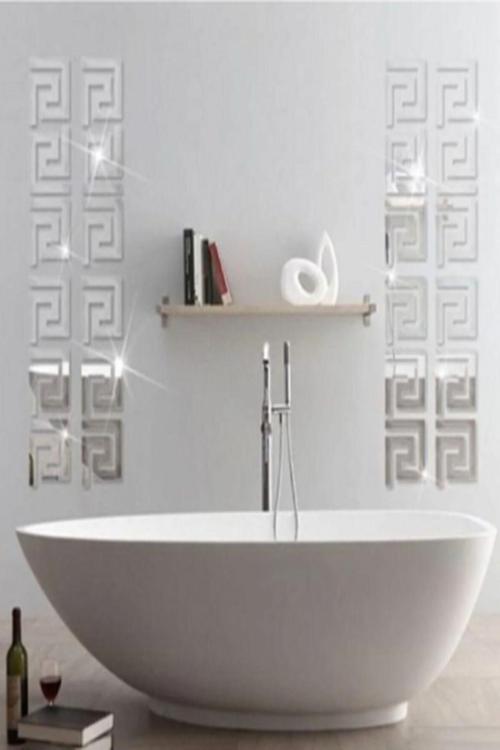 Bordür Ayna 30'Lu Gümüş Pleksi Her Biri 9X9 Cm Duvar Dekorasyon Lazer Kesim