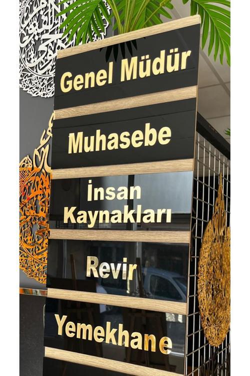 25X10 Cm Siyah Gold Pleksi Yönlendirme Tabelası (1 Adet)