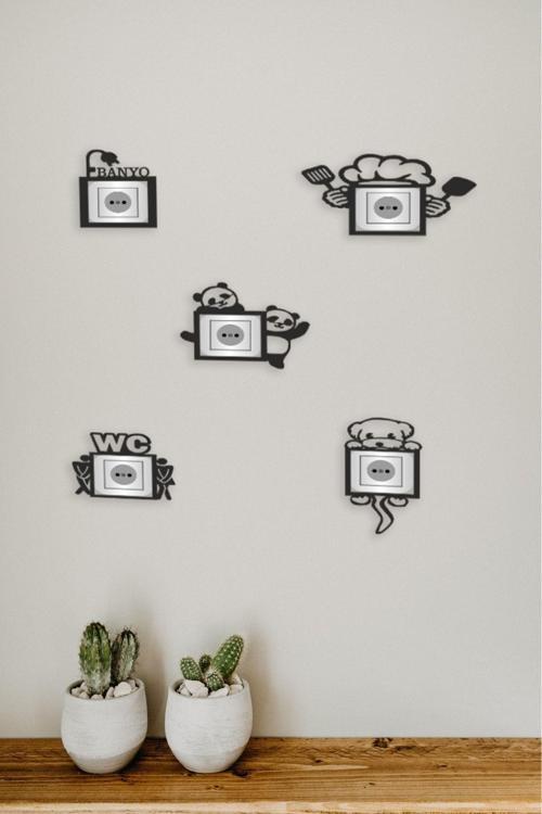 Priz Çerçevesi 5'Li Mdf Duvar Dekorasyon Iç Ölçü: 8.50X8.52 Cm