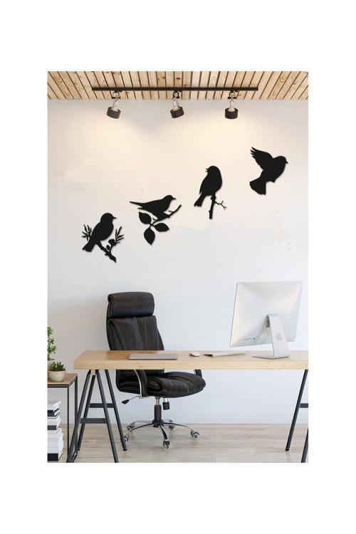 Dekoratif Modern Dörtlü Kuş Duvar Dekorasyon Ürünü