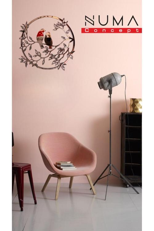 Dekoratif Serçe Rose Gül Rengi Aynalı Pleksi Tablo Dekoratif Tablo Serçe