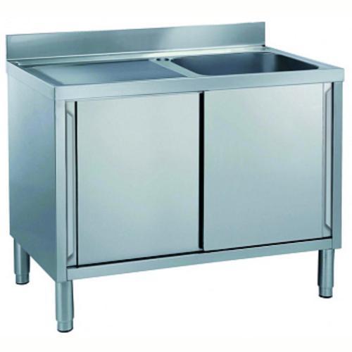 Dolaplı Tek Evyeli Tezgah, Evyesi (600x500 Mm), Damlalık Solda, 2 Kayar Kapılı - 1200 Mm MLA1216SXN