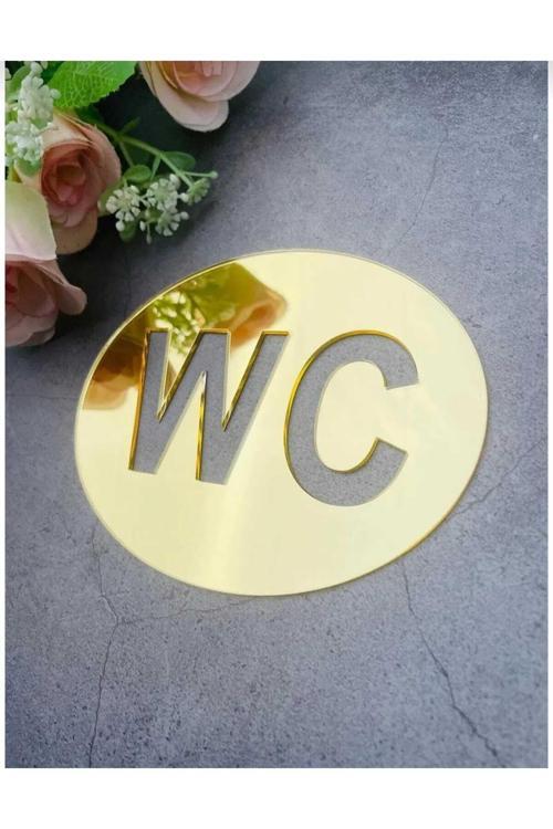 Wc Tabelası Aynalı Pleksi Altın Renk Gold Renk 10 Cm  X 8 Cm