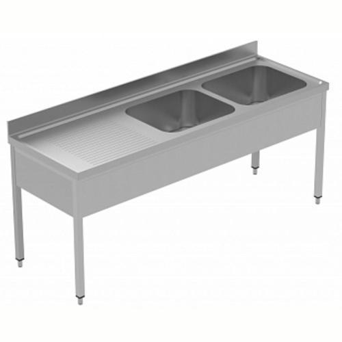 2 Evyeli Tezgah, Evyeleri 600x500 Mm, Damlalığı Solda - 2100 Mm, Plus GLG2126SXE