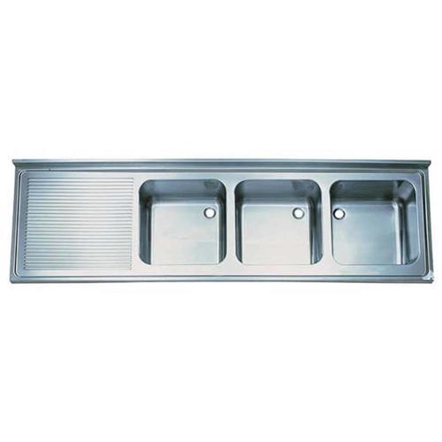 Tablalı Evye, Üç Gözlü, Sol Damlalıklı, 210x60 Cm