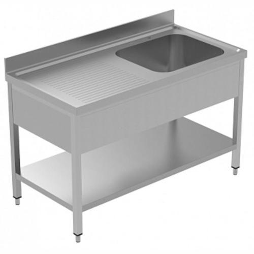 Tek Evyeli Tezgah, Evyesi 600x500 Mm, Damlalığı Solda, Taban Raflı - 1400 Mm, Plus LSGLG1416S