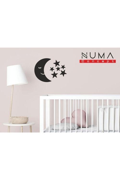 Hilal Ayyıldız Uyku Zamanı Siyah Mdf Duvar Dekorasyon Lazer Kesim