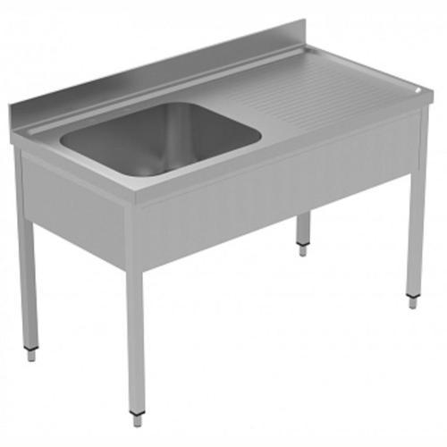 Tek Evyeli Tezgah, Evyesi 600x500 Mm, Damlalığı Sağda, Taban Raflı - 1400 Mm, Plus LSGLG1416D