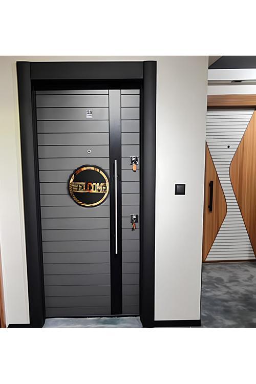 Welcome (Hoşgeldiniz) Kapı Süsü Siyah Mdf Üzeri Gold Pleksi Lazer Kesim 30X30 Cm