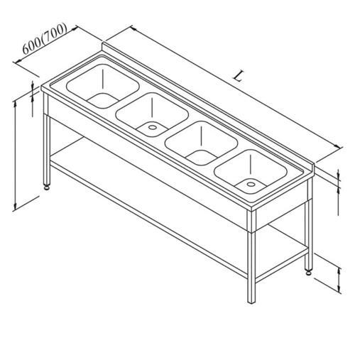 Evyeli Tezgahı 4g 3 Taban Raflı 240x60 Cm