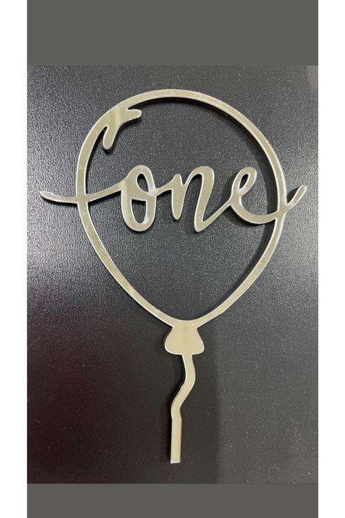 One Gümüş Pleksi Pasta Süsü Lazer Kesim 15X11 Cm