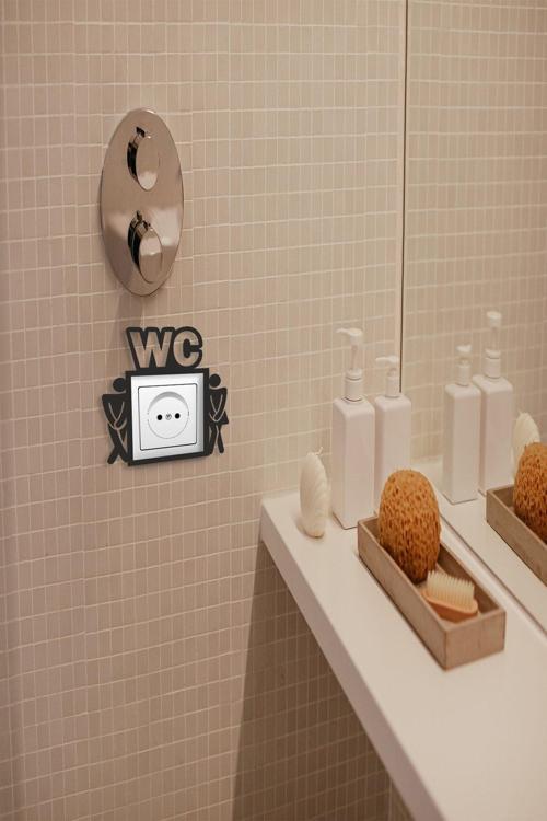 Wc Tuvalet Priz Çerçevesi Mdf Duvar Dekorasyon Iç Ölçü: 8.50X8.52 Cm