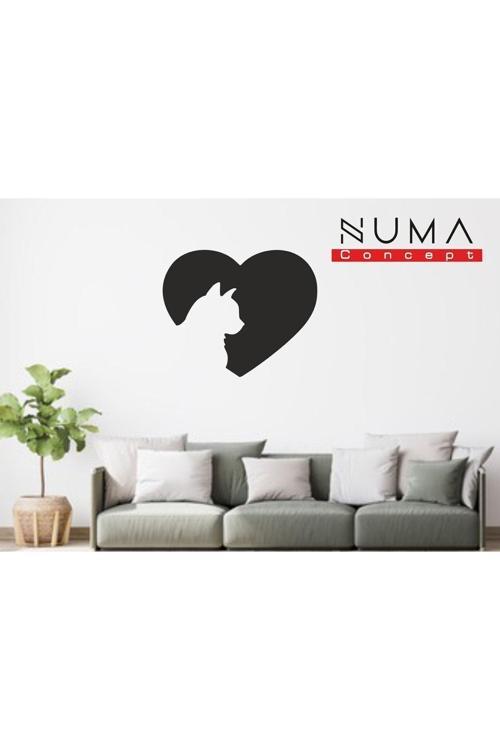 Cat Love Mdf Duvar Dekorasyon Lazer Kesim 44X37 Cm