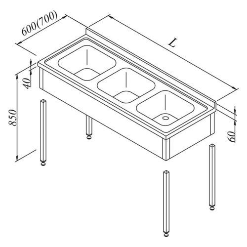 Evyeli Tezgah, 3 Perdeli, Demonte, 160x60 Cm