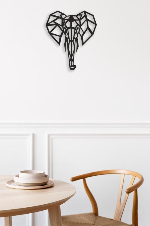 Geometrik Fil Figürü Ahşap Mdf Duvar Dekorasyon Ürünü 40X34 Cm