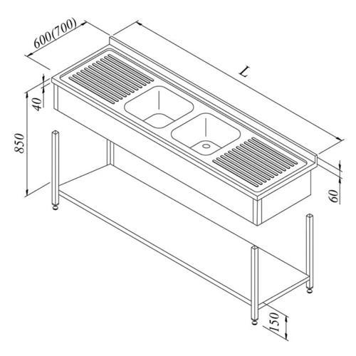 Evyeli Tezgahı 2g / 2d 3 Perdeli Taban Raflı Demonte 200x70 Cm