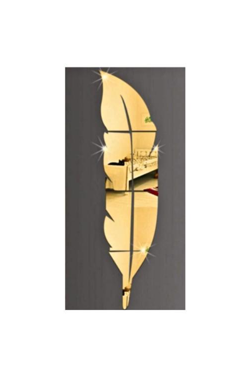 Tüy Desen Gold Pleksi Ayna Duvar Dekorasyon Lazer Kesim 70X20 Cm