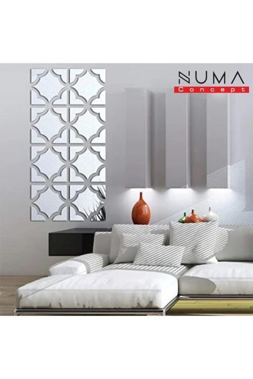 Motif Desen Duvar Dekorasyon Gümüş Pleksi Lazer Kesim 4 Ayrı Parça 13X13 Cm