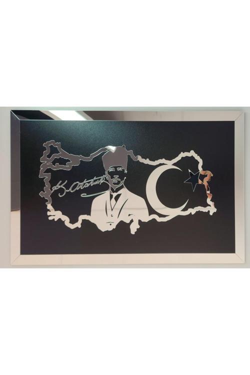 Atatürk Türkiye Haritası Dekorasyon Ürünü 48X30