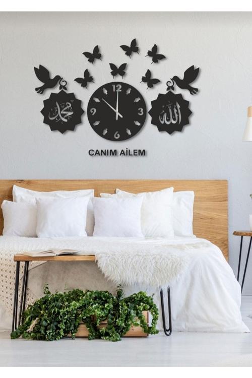Kuş Kelebek Duvar Saati Duvar Dekorasyon Ürünü Ahşap Sessiz Akar Mekanizmalı