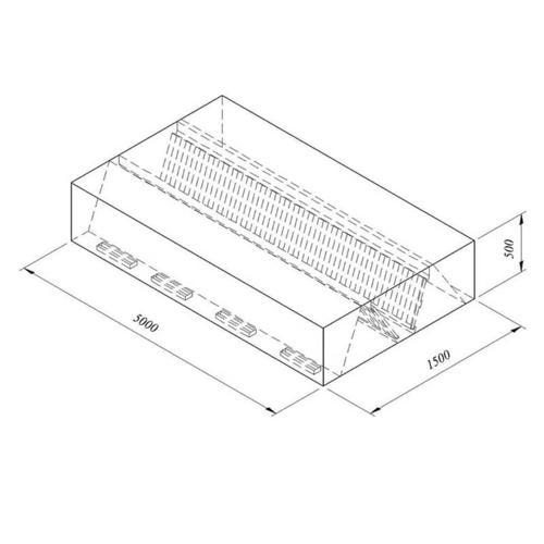 Kutu Tipi Çift Cidarlı Filtreli Orta Tip Davlumbaz, 500x150 Cm