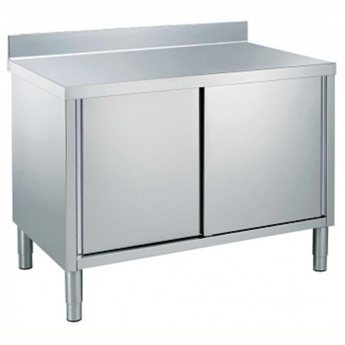 Professional Dolaplı Çalışma Tezgahı, 1 Ara Raflı, 2 Kayar Kapılı, 100 Mm Sırtlı, (6 Ayaklı) - 1600 Mm TN1610EN