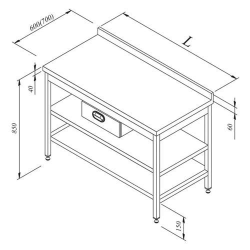 Çalışma Tezgahı Ara Raflı Tek Çekmeceli Sırtlı 140x60 Cm