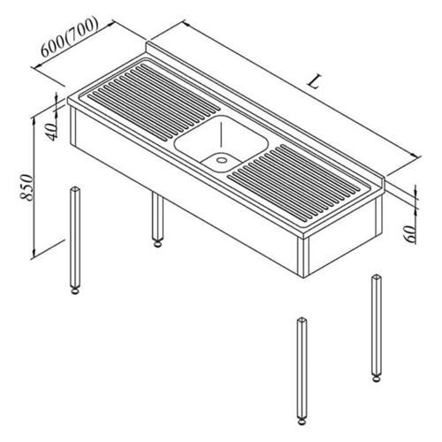 Evyeli Tezgah, 1g/2d, 3 Perdeli, Demonte, 140x70 Cm