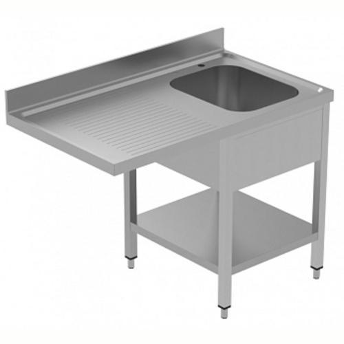 Tezgahaltı Bulaşık Makinesi Tezgahı, 1 Evye (500x500 Mm) & Sol Tarafta Süzdürme, Taban Raflı - 1200 Mm, Plus GLR1SSPELS