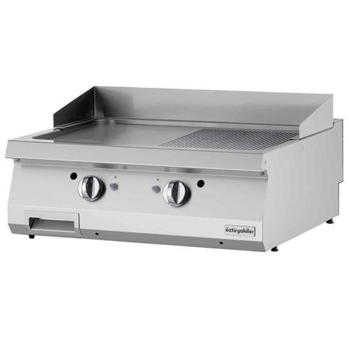 Gazlı Grill Plate, Yarı Oluklu, 80x70x30 Cm, Ogg 8070 1/2 N